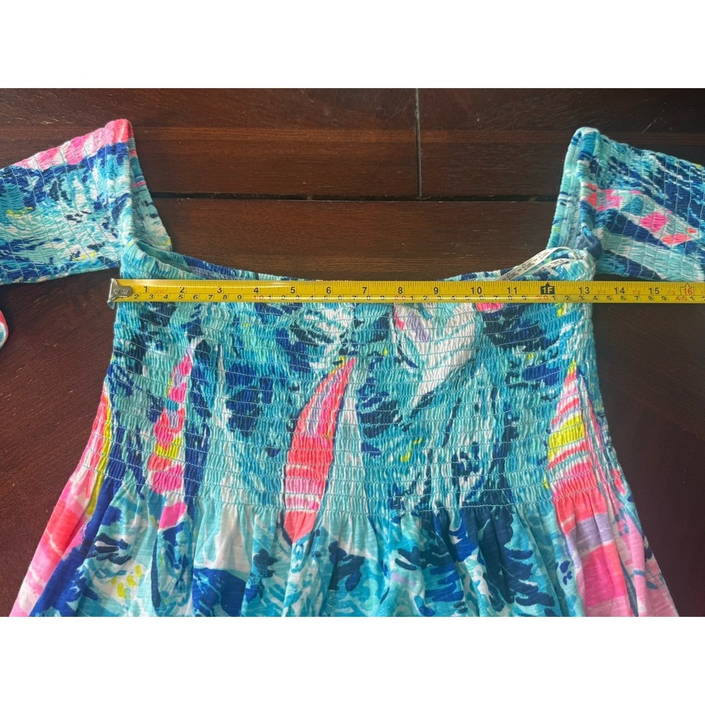 Lilly Pulitzer Trina Beach Dress Sparkling Blue Hey Bay Tassel M Matching Dog - Picture 5 of 8